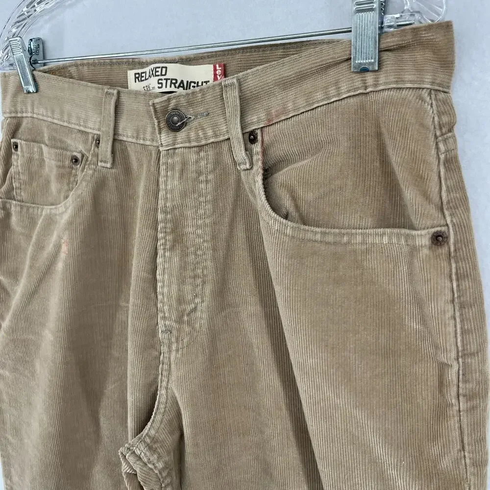 LEVIS Pants Mens 33x34 559 Corduroy Relaxed Straight Chino Cotton Blend Tan